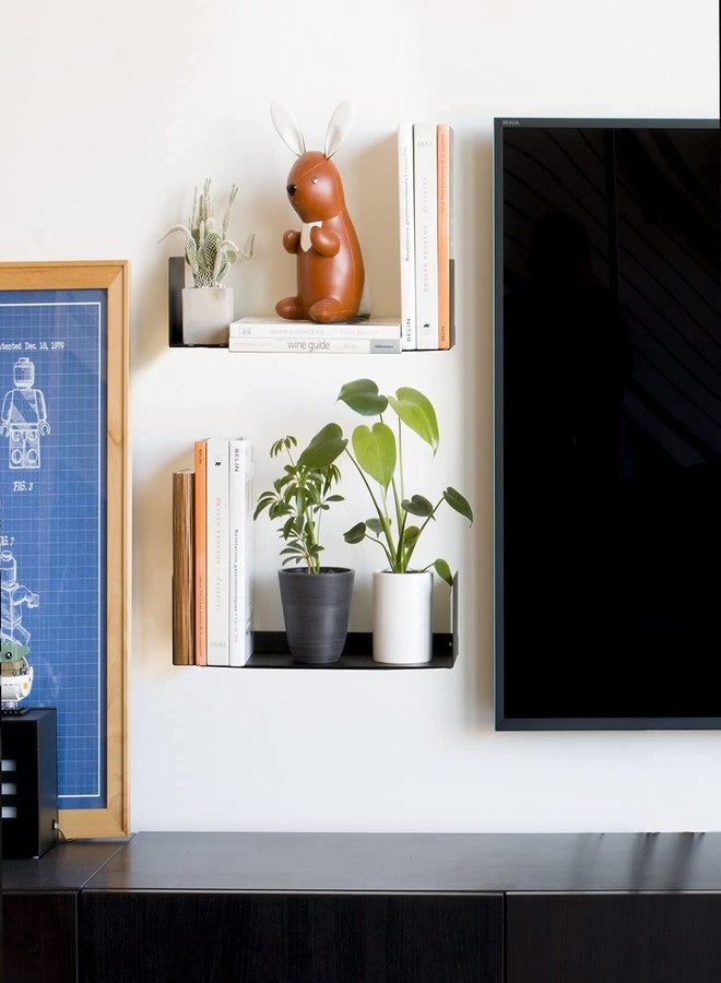 Mitus Floating Bookends Wall Mounted Metal Display Shelf (Set of 2) Black - Image 5